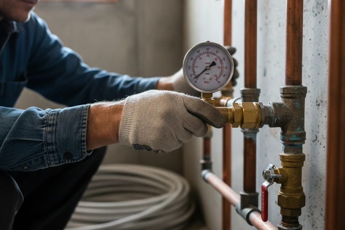 Pressure testing a repaired line during Water Line Repair in Eaton Rapids